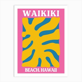 Waikiki Beach Hawaii Pink Art Print