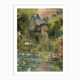 Collage Pond Monet Fairies Scrapbook 7 Art Print