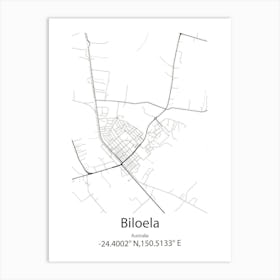 Biloela,Australia Minimalist Map Art Print