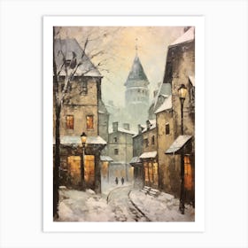 Vintage Winter Painting Tallinn Estonia 1 Art Print