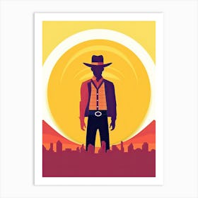 Cowboy In The Sunset Art Print