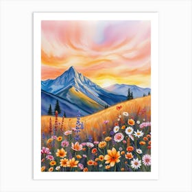 Wildflowers At Sunset Art Print