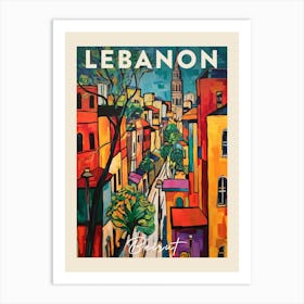 Beirut Lebanon 1 Fauvist Painting  Travel Poster Art Print