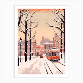Vintage Winter Travel Illustration Newcastle United Kingdom 2 Art Print