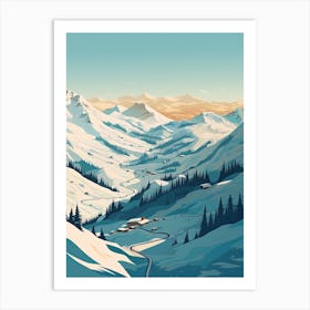 Les 3 Vallees   France, Ski Resort Illustration 1 Simple Style Art Print