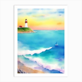 Lighthouse At Sunset Art Print