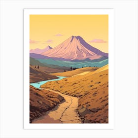 Tongariro Alpine Crossing New Zealand 3 Hike Illustration Art Print