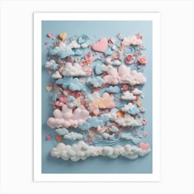 Clouds And Hearts Art Print