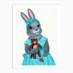 Hase Aquarell Auf Papier 1 Art Print