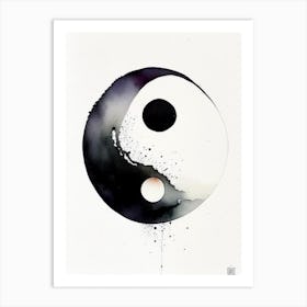 Minimal 1 Yin and Yang Japanese Ink Art Print