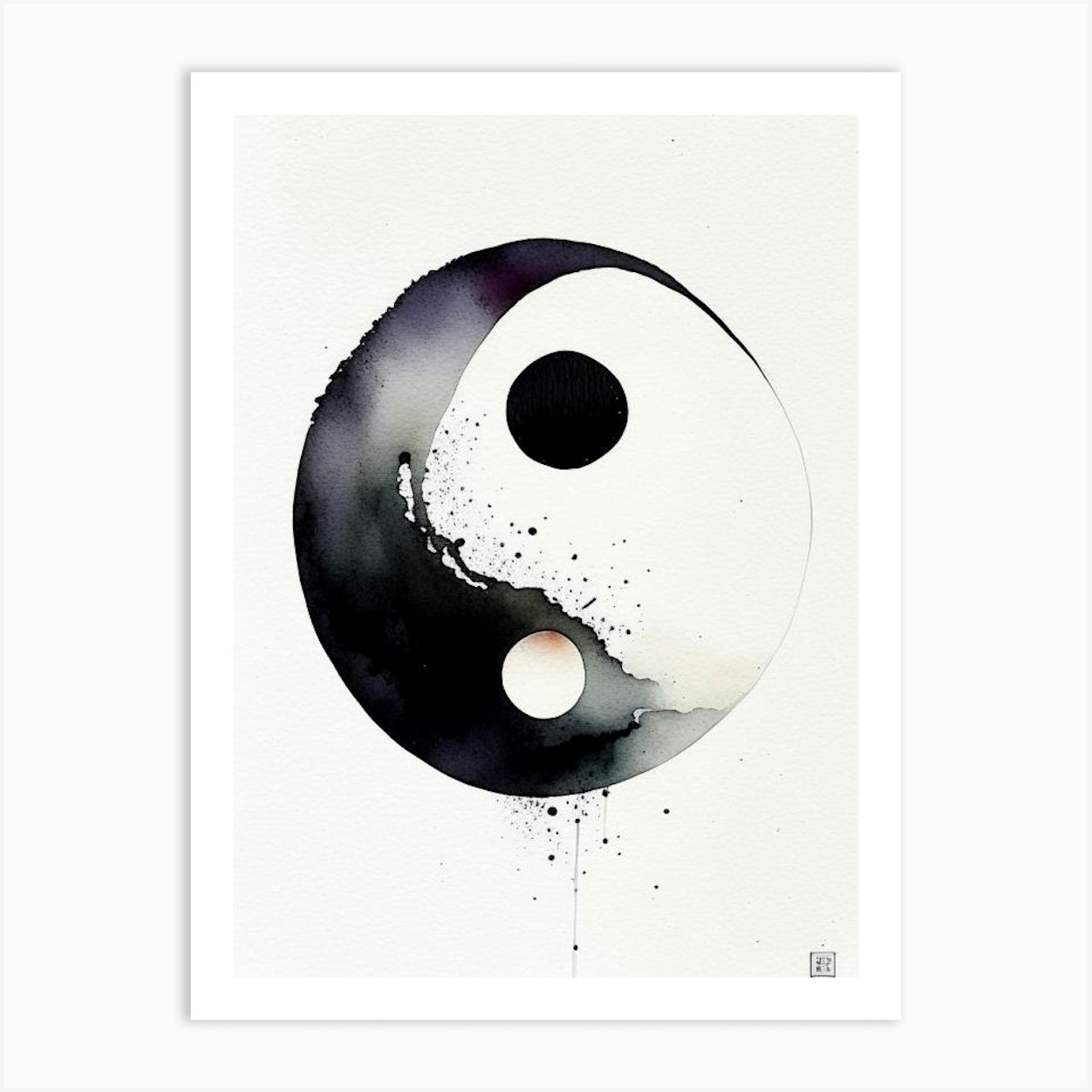 Portrait display, vertical, Yin and Yang, artwork, minimalism