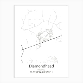 Diamondhead,United States Minimalist Map Art Print