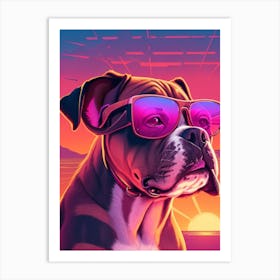 Boxer Dog Sunset Art Print