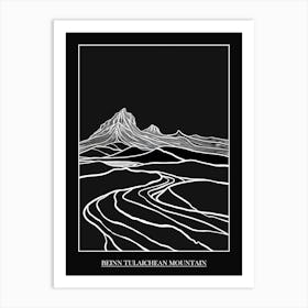 Beinn Tulaichean Mountain Line Drawing 3 Poster Art Print