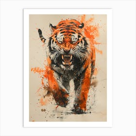 Badass Angry Tiger Ink Painting 13 Art Print