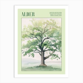 Alder Tree Atmospheric Watercolour Painting 6 Poster Art Print