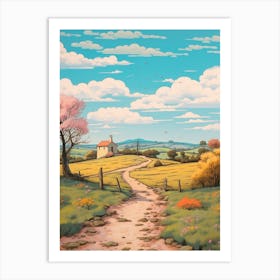 The Camino Portuguese Path 1 Hike Illustration Art Print