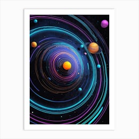 Default Neon Black Light Sgraffito Solar System 3d Illustratio 3 (9) Art Print