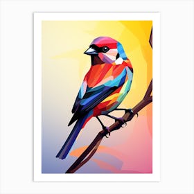 Colourful Geometric Bird Finch 2 Art Print