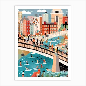 Millennium Bridge, London, England, Colourful 1 Art Print