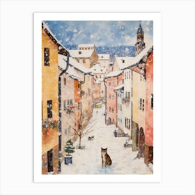 Cat In The Streets Of Lucerne   Switzerland With Snow 2 Art Print