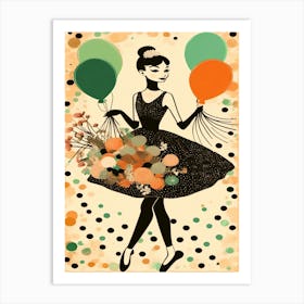 Audrey Hepburn Style - Girl With Balloons Art Print