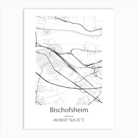 Bischofsheim,Germany Minimalist Map Art Print