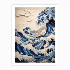 The Great Wave off Kanagawa - Aboriginal Dreamtime Art Print