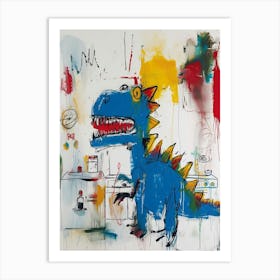 Abstract Graffiti Dinosaur In The Kitchen 4 Art Print