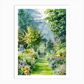 Watercolor Of A Garden Path Art Print