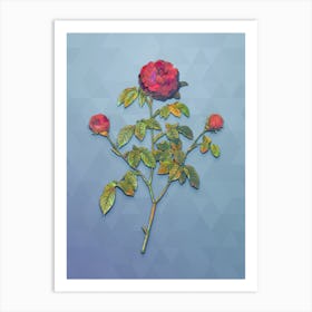 Vintage Agatha Rose In Bloom Botanical Art on Summer Song Blue n.0632 Art Print