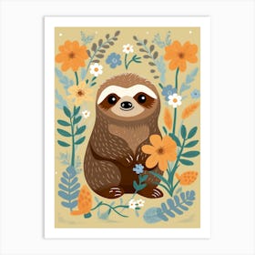 Baby Animal Illustration  Sloth 3 Art Print