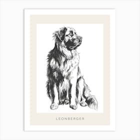Leonberger Dog Line Sketch 2 Poster Art Print