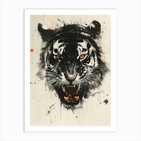 Badass Angry Tiger Ink Painting 2 Art Print