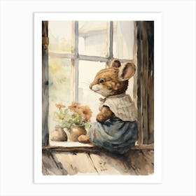 Storybook Animal Watercolour Mouse 3 Art Print