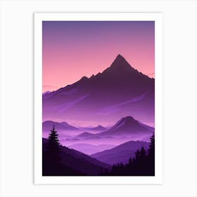 Misty Mountains Vertical Composition In Purple Tone 58 Art Print