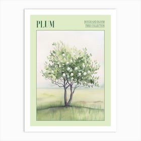 Plum Tree Atmospheric Watercolour Painting 2 Poster Art Print