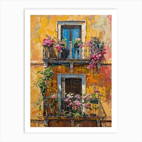 Balcony View Painting In Valencia 1 Art Print