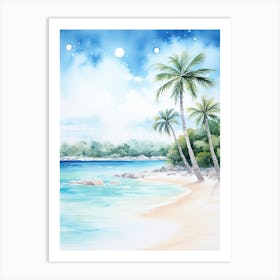 Watercolour Of Whitehaven Beach   Queensland Australia 2 Art Print