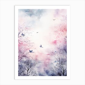 Bird Flock Watercolour 4 Art Print