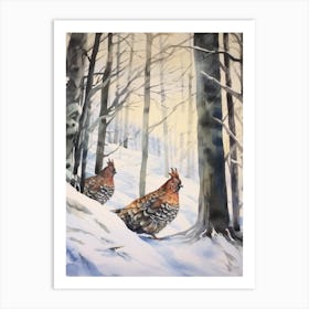 Winter Watercolour Grouse 2 Art Print