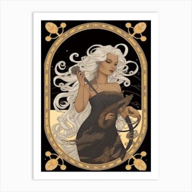 Medusa Black And Gold Art Print