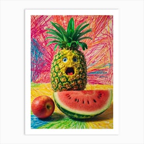 Pineapple And An Apple Art Print