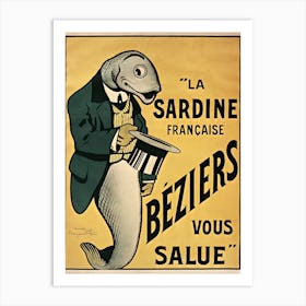 La Sardine Française Béziers Vous Salue, Benjamin Rabier Art Print