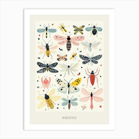 Colourful Insect Illustration Whitefly 13 Poster Art Print