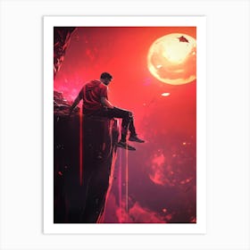 Man Sitting On A Cliff Art Print