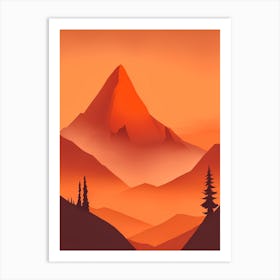 Misty Mountains Vertical Composition In Orange Tone 2 Art Print