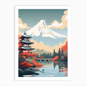 Mountains And Hot Springs Japanese Style Illustration 10 Art Print