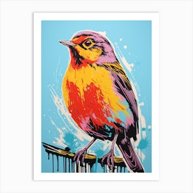 Andy Warhol Style Bird Robin 3 Art Print