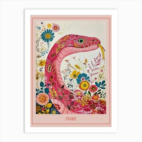 Floral Animal Painting Snake 2 Poster Art Print